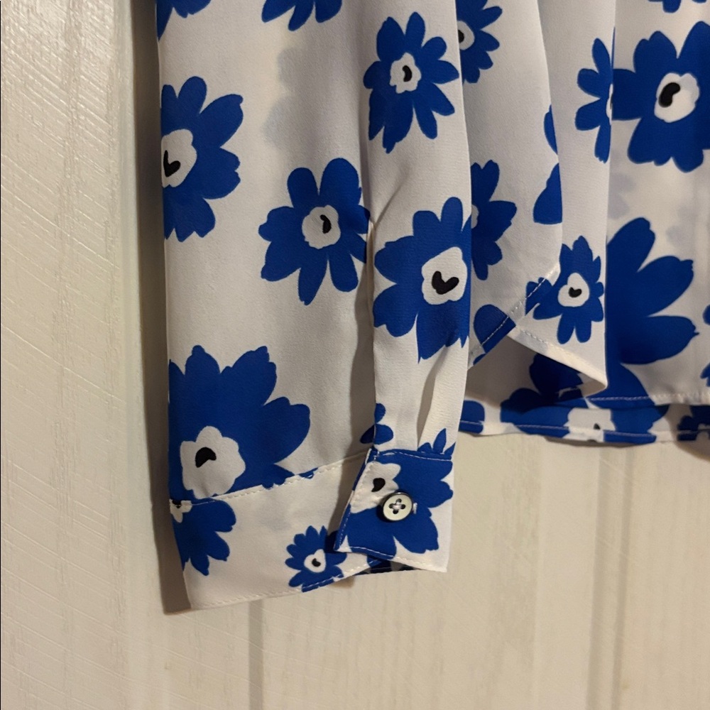 CAbi White and Blue Floral Blouse - Picture 3 of 6